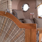 Komplettpaket Strandkorb Düne Grande Bullaugen Teak PE shell 2,5 Sitzer Dessin 510 creme gestreift
