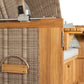 Strandkorb deVries PURE Friesland Sylt Teak PE white kubu Dessin 507 Seitenansicht aus Teakholz mit PE-Geflecht Detailaufnahme