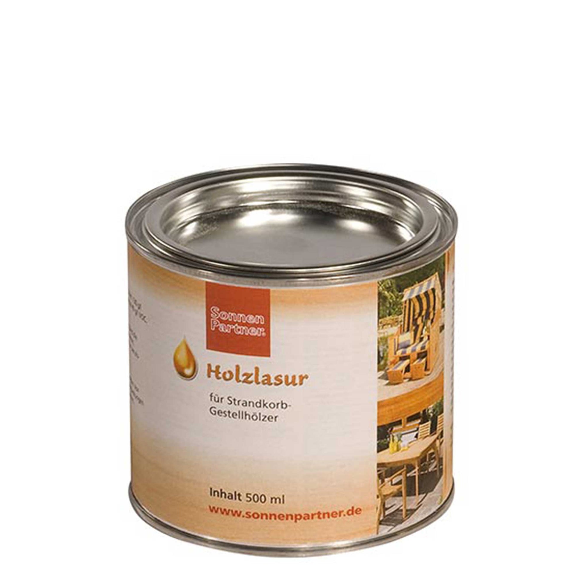 Strandkorb Sonnenpartner Holzschutzlasur 500ml Dose für Strandkorb-Gestellhölzer