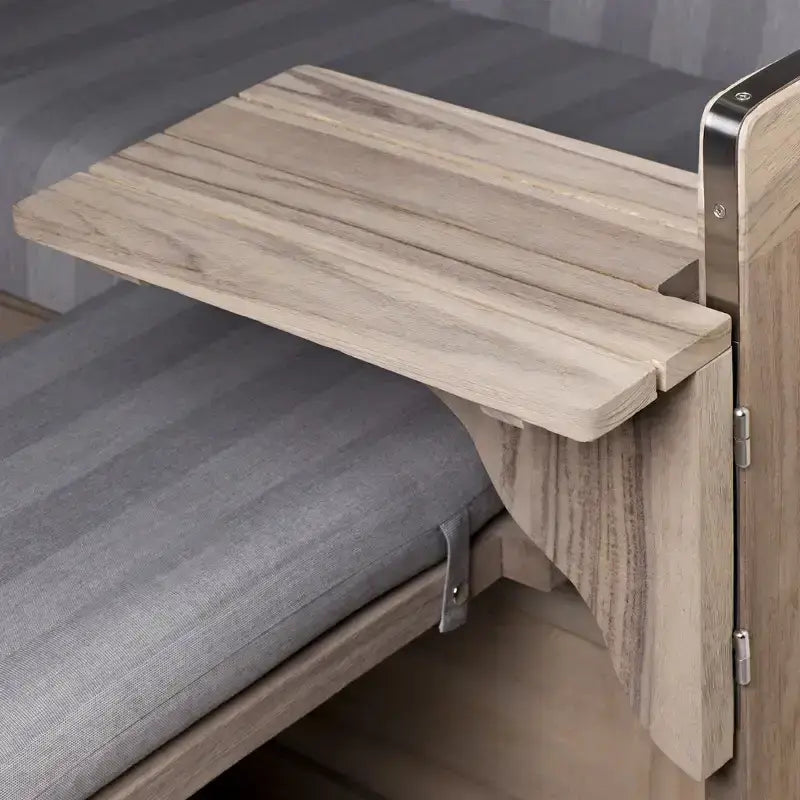 Nachrüstset Notebooktisch, Bistrotisch oder Schwenktisch für Strandkorbmodelle, Ausführung Teak vintage - Strandkorb Fachhandel Prieß