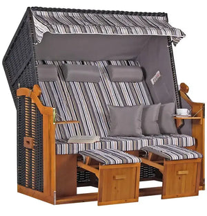 Strandkorb Einsteiger Ostsee XXL Wacholder PE schwarz Dessin anthrazit braun - Strandkorb Fachhandel Prieß