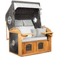 Strandkorb deVries Sailor PURE Teak XL PE stone-grey Dessin 507 mit Bullaugen und verstellbarer Liegefläche