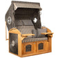 Strandkorb deVries Sailor PURE Teak XL PE stone-grey Dessin 248 mit Bullaugen und Komfortpolsterung