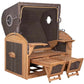 Strandkorb Mr. Deko Schillig Bullaugen Teak PE Grey 2,5-Sitzer XL Dessin 500 - Strandkorb Fachhandel Prieß