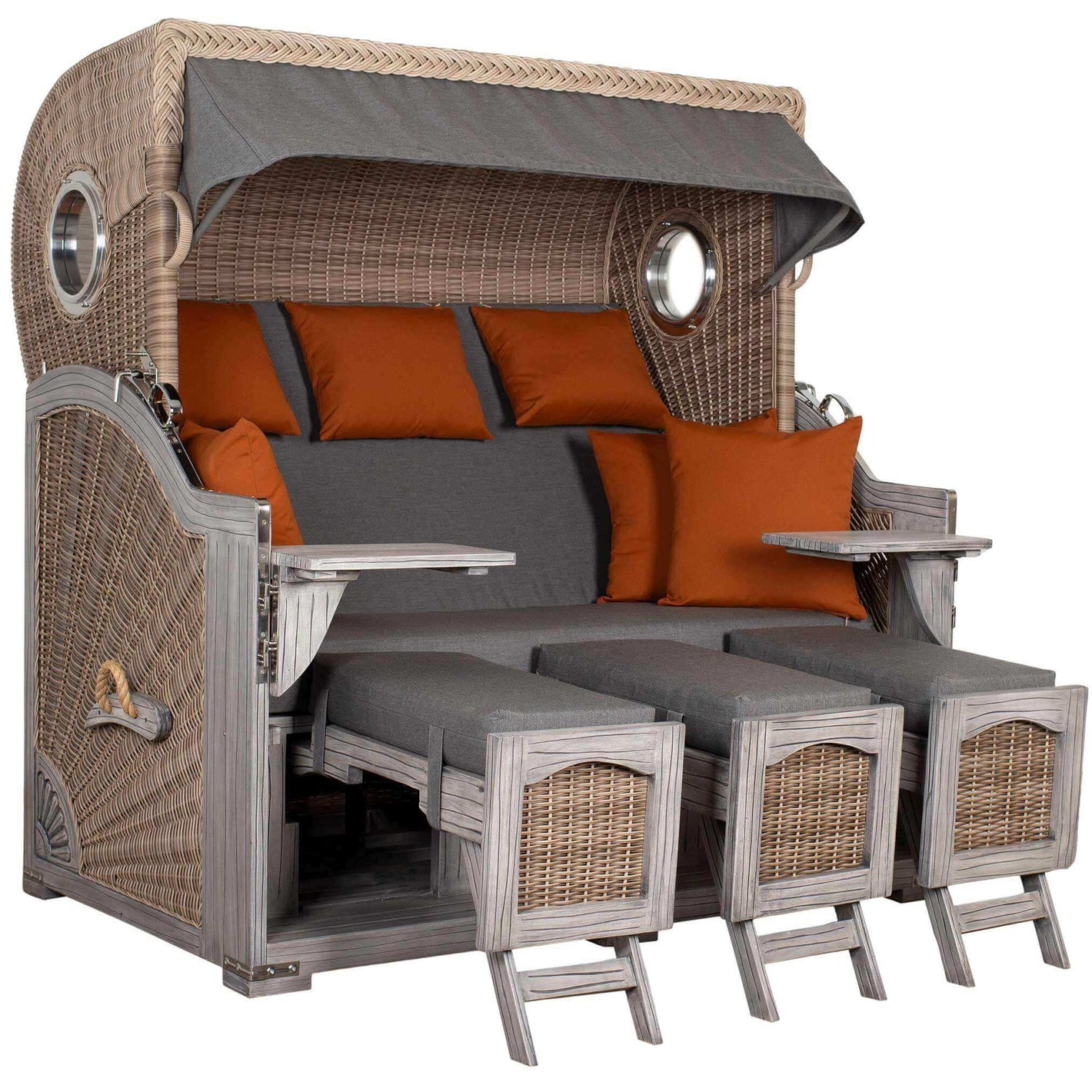 Strandkorb Seemöwe - Geflecht white, 3-Sitzer