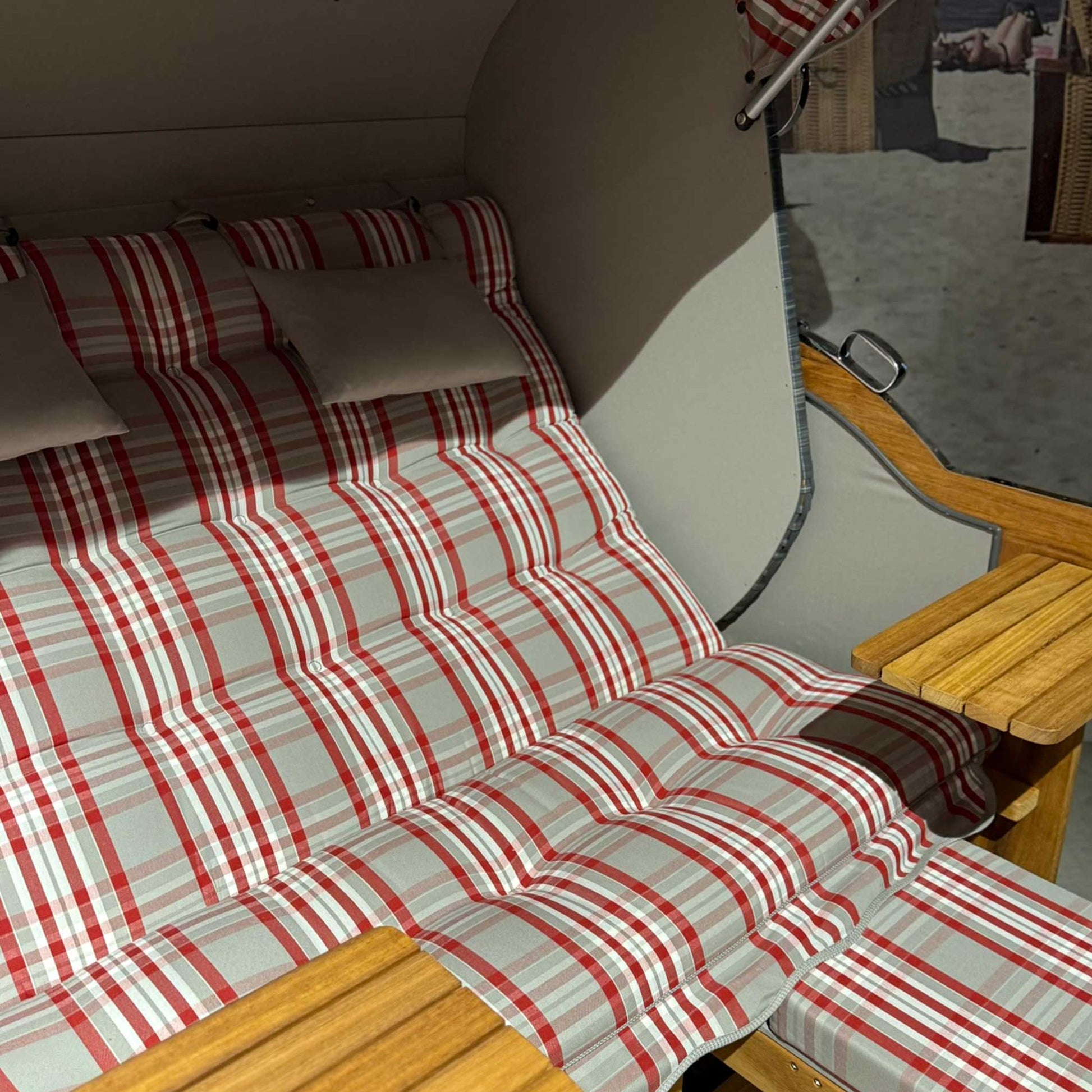 Strandkorb Prieß Modell Meister Holz Iroko Polster