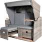 4Seasons Strandkorb XL aus Polyrattan mit Teak Safe Hülle, atmungsaktiv und robust, grau, ideal für den Garten.